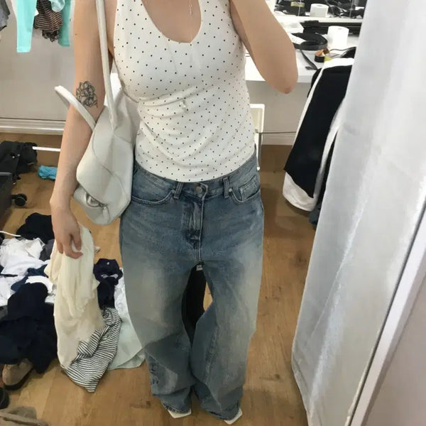 [BUNJANG] Our Cabinet Halter Dot Sleeveless Top / 새상품 아워캐비넷 티오 halter dot sleeveless