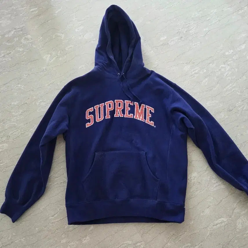 [BUNJANG] Supreme Arch Logo Hoodie Navy / 슈프림 아치 로고 후드 네이비