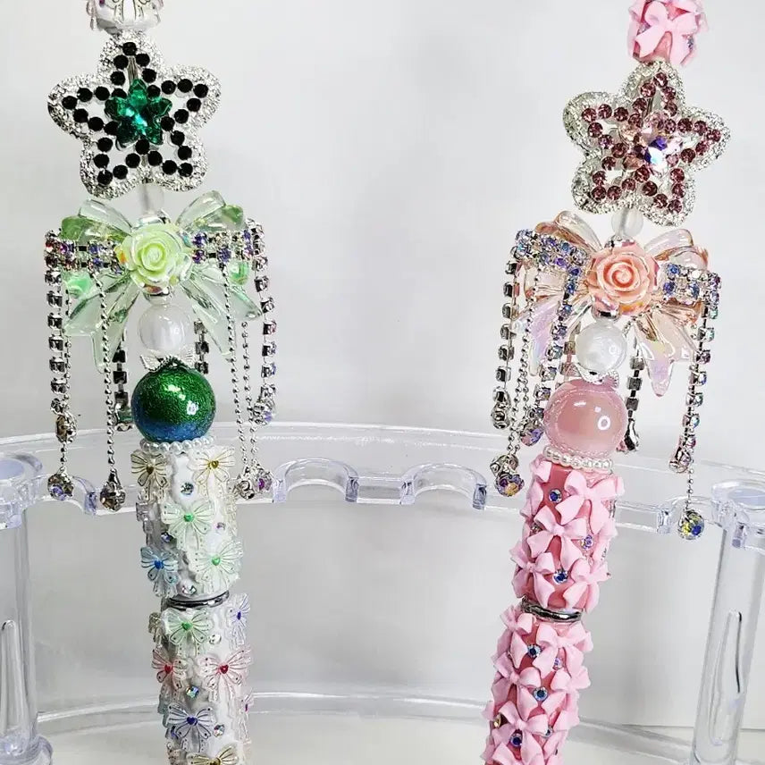 [BUNJANG] Handmade Beaded Pen with Star and Ribbon Charm / 리본 별 달랑이 수제 볼펜 비즈 볼펜 핸드메이드 볼펜 볼꾸