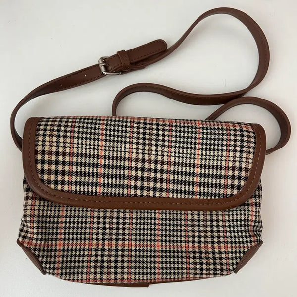 [BUNJANG] Brown Check Crossbody Bag / 브라운 체크 크로스백