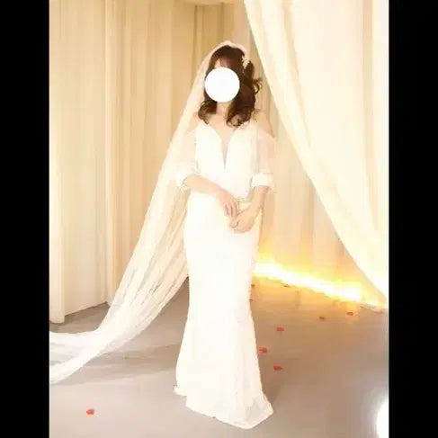 [BUNJANG] White Sequin Mermaid Evening Gown / 연주복 파티드레스 이브닝드레스 웨딩드레스 졸업사진드레스