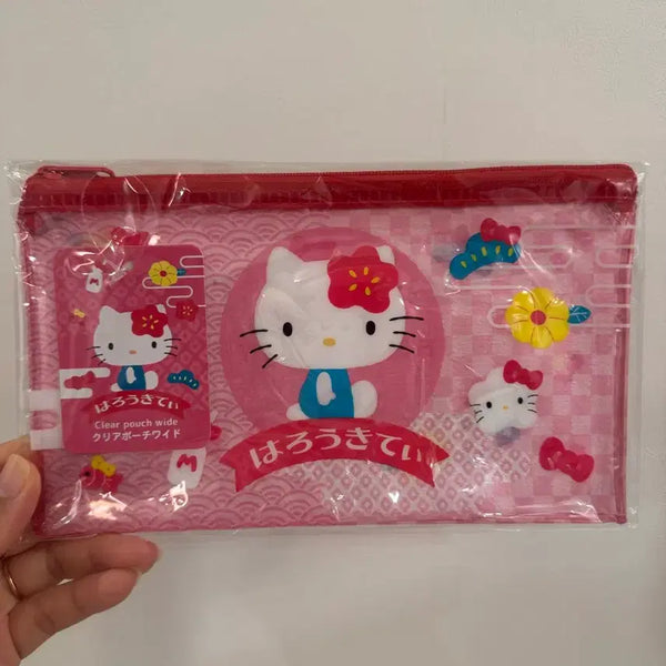 [BUNJANG] Sanrio Hello Kitty Clear Pouch Pink / 일본정품 헬로키티 투명 클리어 파우치 핑크 새상품