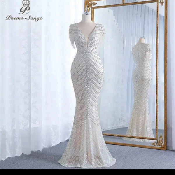 [BUNJANG] Sequin Long Evening Gown Party Dress / 연주복 파티드레스 이브닝드레스 셀프웨딩 브라이덜샤워