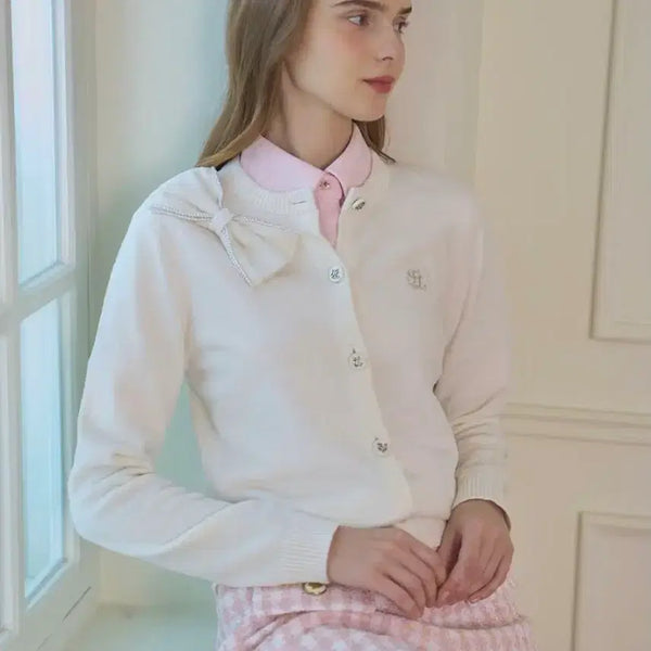 [BUNJANG] Fair liar Ivory Ribbon Cardigan M / [정품/새상품] 페어라이어 아이보리 리본 가디건 M