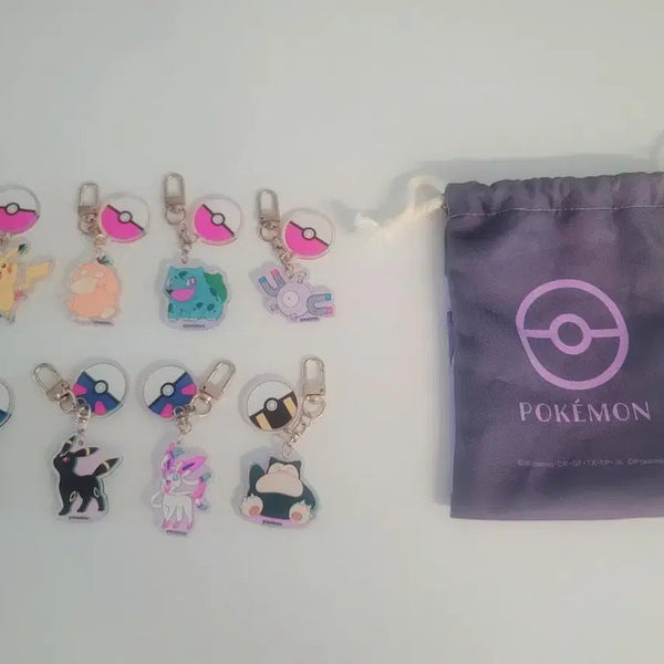 [BUNJANG] Pokemon Acrylic Keyring Set with Pouch / 포켓몬스터 아크릴 키링 세트 + 파우치