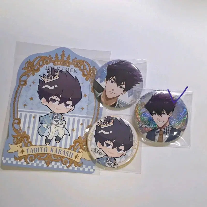[BUNJANG] Blue Lock Karasu Tabito Lawson Collaboration Can Badge & Postcard Set / 블루록 카라스 타비토 로손 콜라보 캔뱃지 엽서
