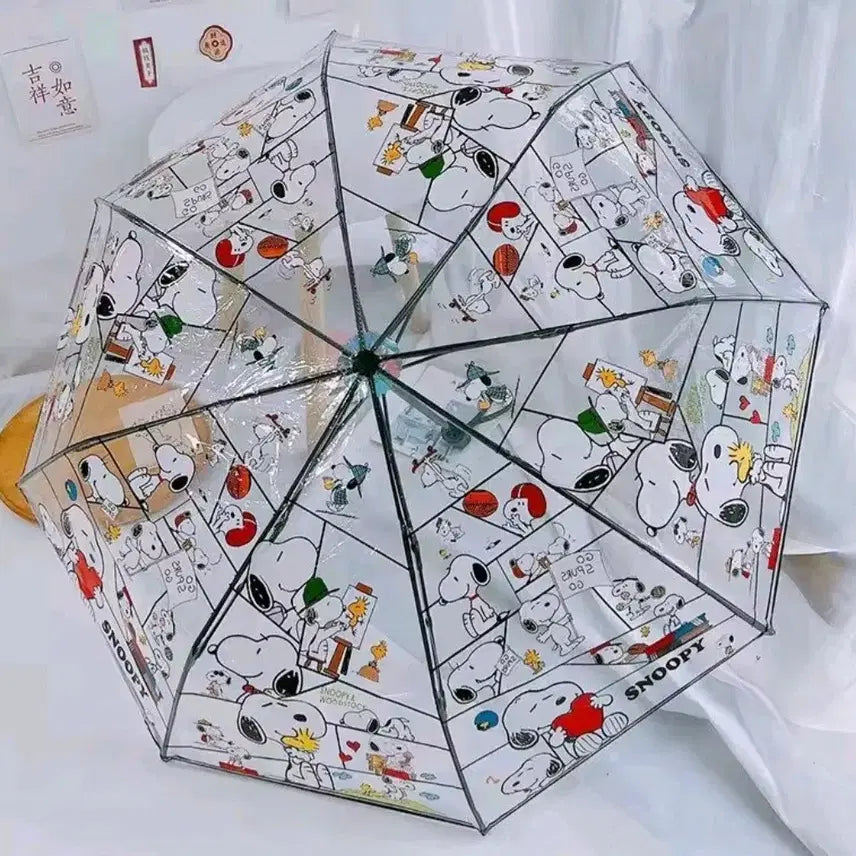 [BUNJANG] Snoopy Cartoon Clear Automatic Umbrella / 스누피 만화 투명 자동 우산