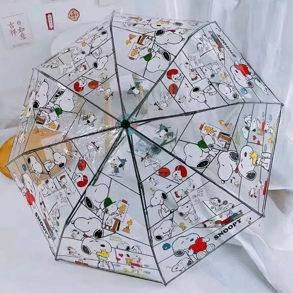 [BUNJANG] Snoopy Cartoon Clear Automatic Umbrella / 스누피 만화 투명 자동 우산