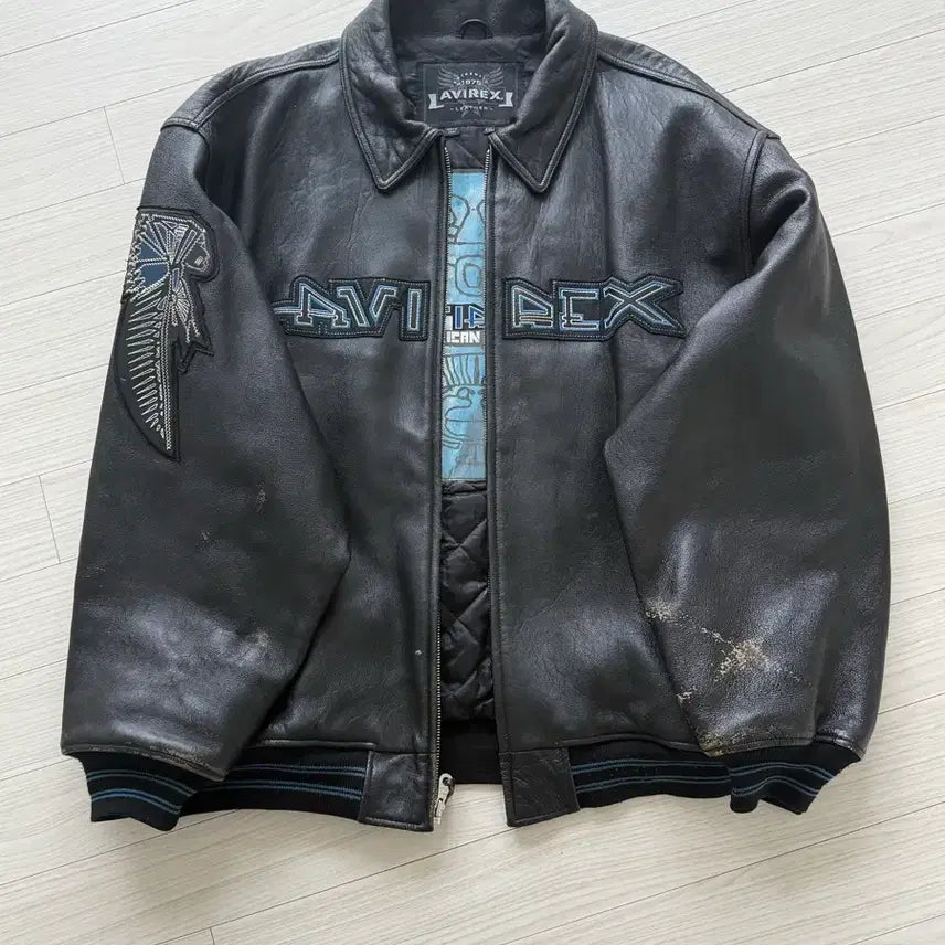 [BUNJANG] Avirex Varsity Leather Jacket 4XL / 아비렉스 바시티 가죽자켓4xl