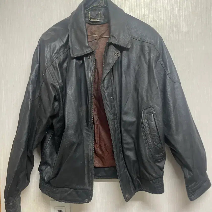 [BUNJANG] Dunfield Men's Black Leather Jacket / 남성 가죽 자켓 블랙(던필드)