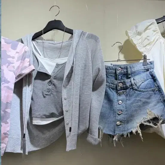 [BUNJANG] Frombutton Denim Skirt Pants / 프롬버튼 데님 치마바지