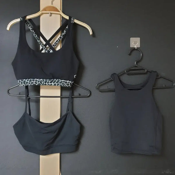 [BUNJANG] Mulawear & Front Two Line Yoga Bra Top Bundle Set / 진짜만원 3종일괄 뮬라웨어 요가 브라탑 66 블랙