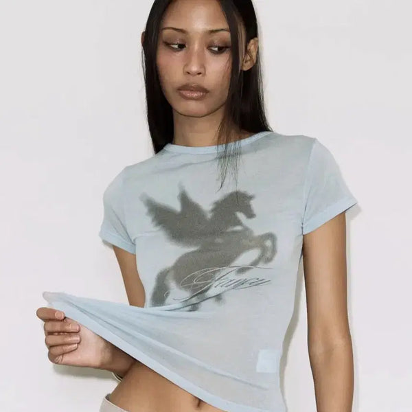 [BUNJANG] Fancy Club Shadow Pegasus T-Shirt (Sky Blue) / (새상품) 팬시클럽 쉐도우 페가수스 티 (SKY BLUE)