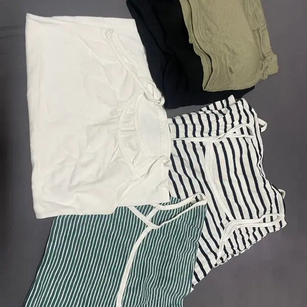 [BUNJANG] Sleeveless T-Shirt & Crop Top Set / 민소매 티셔츠 + 크롭탑 세트