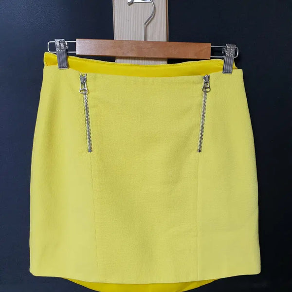[BUNJANG] System Zipper Mini Skirt Yellow / 진짜만원 한섬 시스템 지퍼 미니스커트 55 옐로우