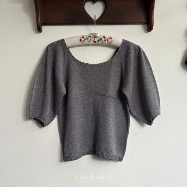 [BUNJANG] She's Cute Angel Knit Top Gray / 쉬이즈큐트 엔젤 니트 탑 그레이