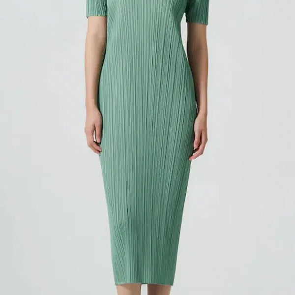 [BUNJANG] Pleats Please August Dress Grayish Green Size 4 / 플리츠플리즈 8월 원피스 그레이쉬 그린 4사이즈
