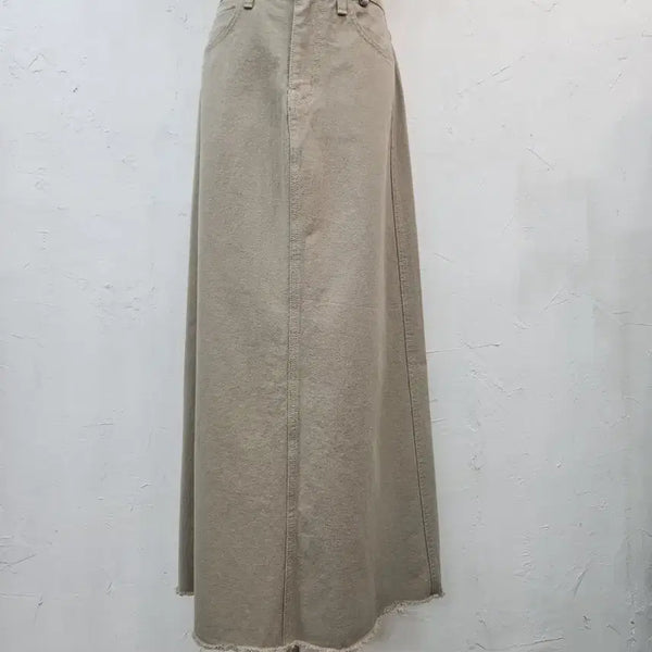 [BUNJANG] Beige Denim Long Skirt / 베이지 데님 롱 스커트