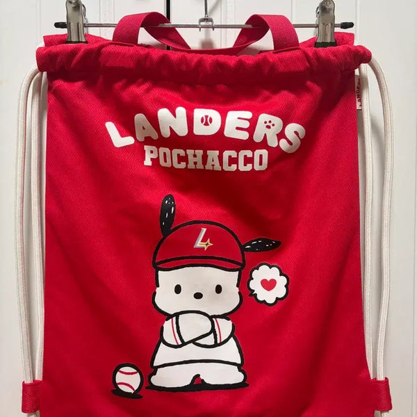 [BUNJANG] Landers Pochacco Red Gym Sack & Headband Bundle Set / 랜더스 포차코 빨간색 짐색, 머리띠 일괄 !!