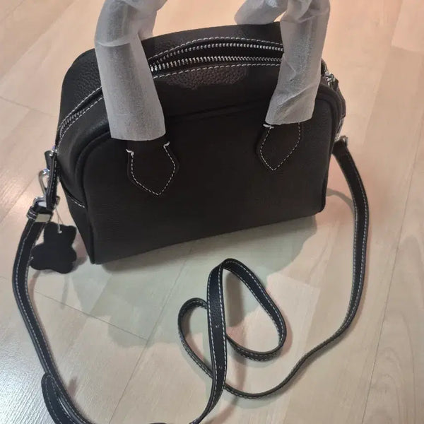 [BUNJANG] Black Leather Tote Shoulder Bag / 검정색 토트백 숄더백