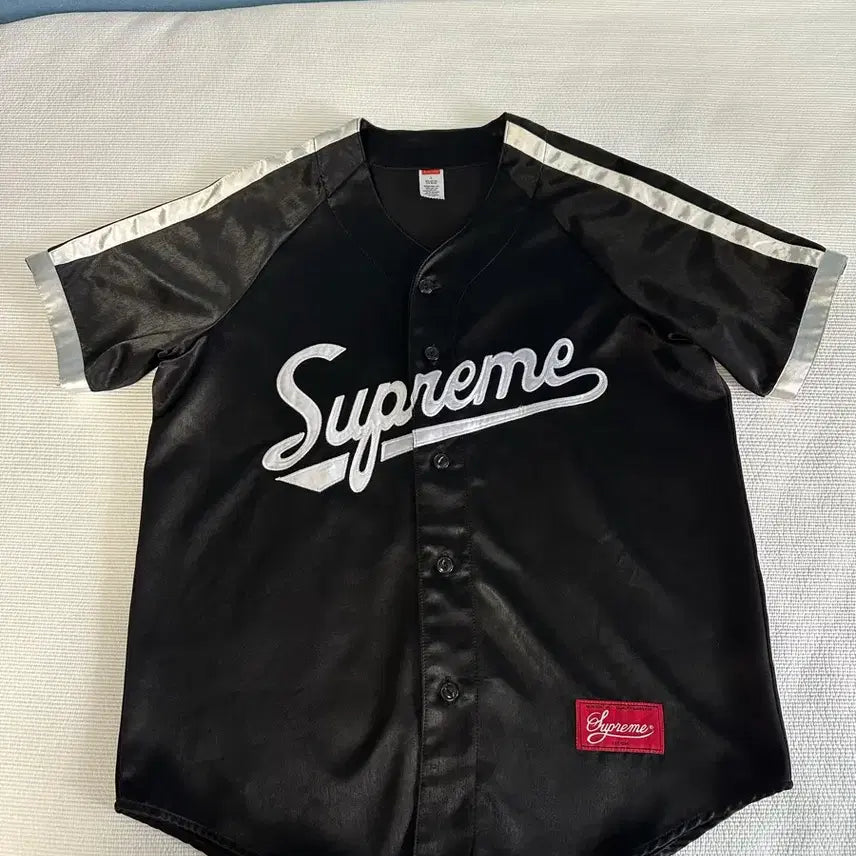 [BUNJANG] Supreme Satin Baseball Jersey Black / 슈프림 사틴 베이스볼 저지 블랙