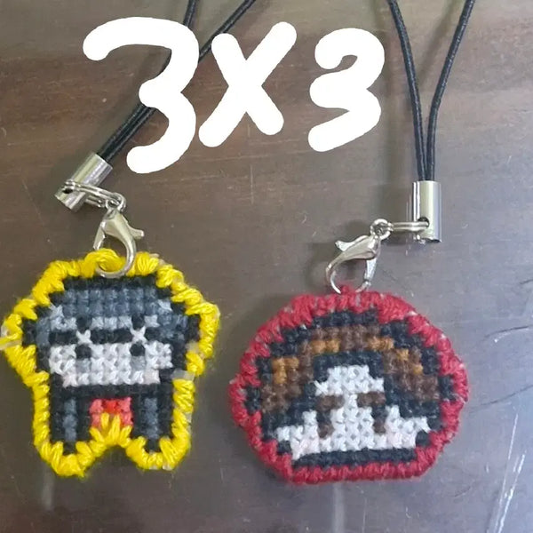 [BUNJANG] Custom Cross-Stitch Keychain Commission (Character Face or Sports Number) / 십자수 키링 커미션