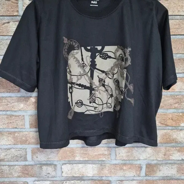[BUNJANG] Hermès Keychain Pattern Short Sleeve T-Shirt Black / 에르메스 반팔티  키앤체인 패턴