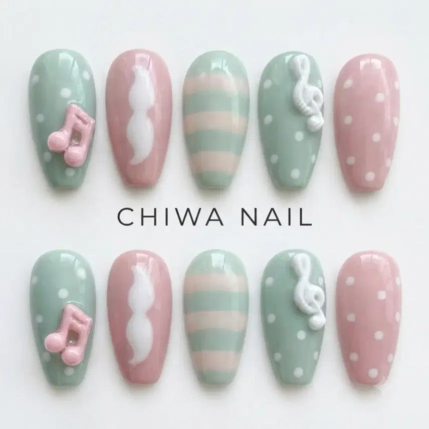 [BUNJANG] Custom Handmade Musical Note Dot Nail Tips / 주문제작 음표 도트 수제 네일팁