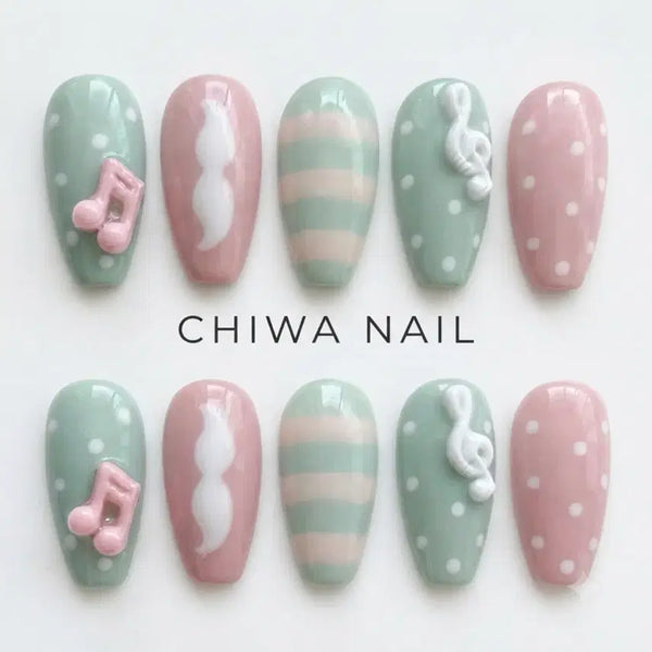 [BUNJANG] Custom Handmade Musical Note Dot Nail Tips / 주문제작 음표 도트 수제 네일팁