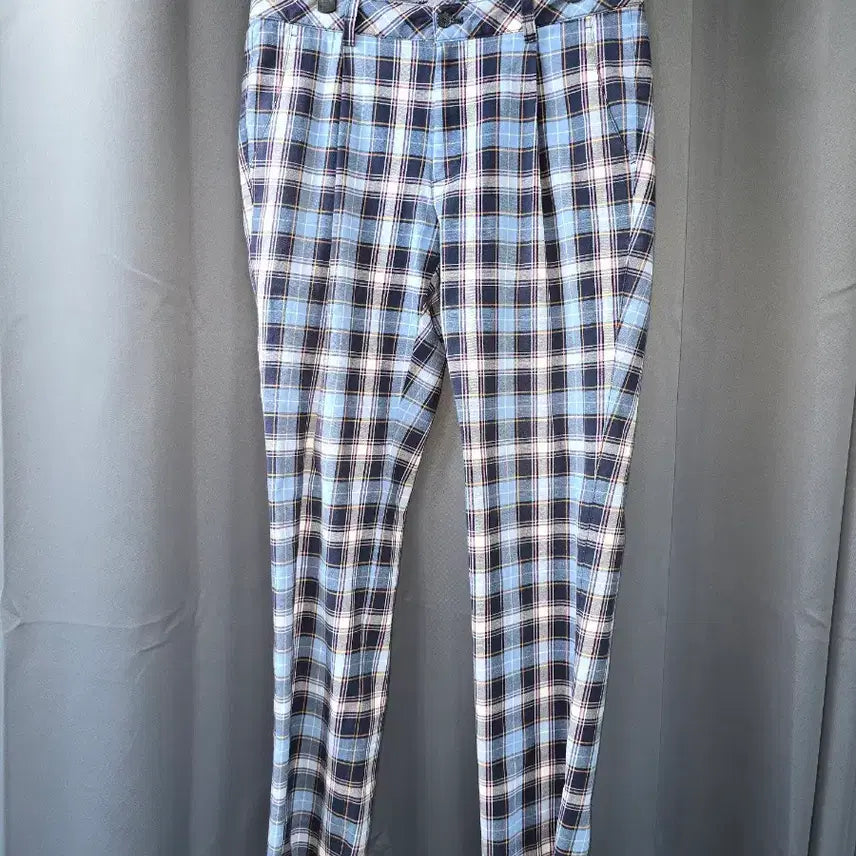 [BUNJANG] Songzio Golf Check Trousers Blue / 송지오 골프 체크 바지 블루 (2413)