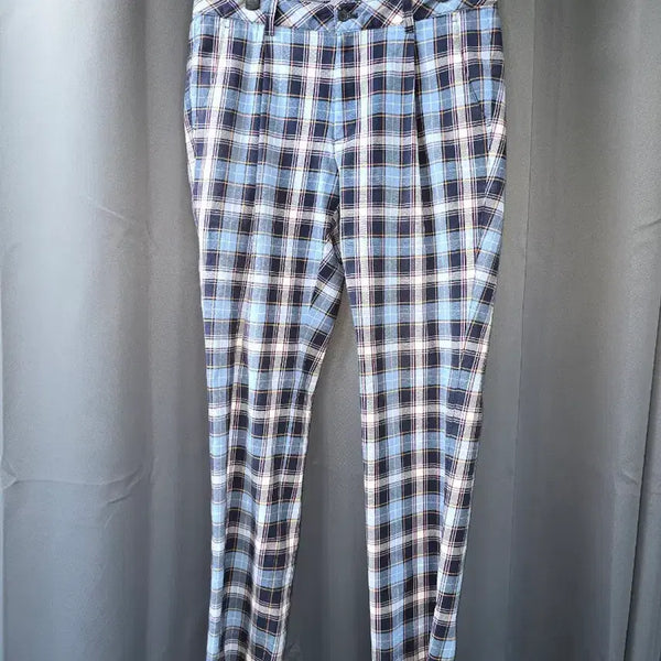 [BUNJANG] Songzio Golf Check Trousers Blue / 송지오 골프 체크 바지 블루 (2413)