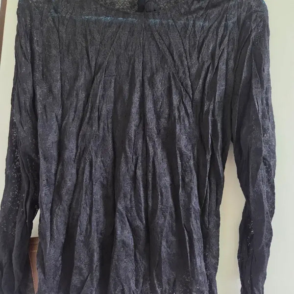 [BUNJANG] Black Lace Long Sleeve Blouse / 블랙 레이스 긴팔 블라우스