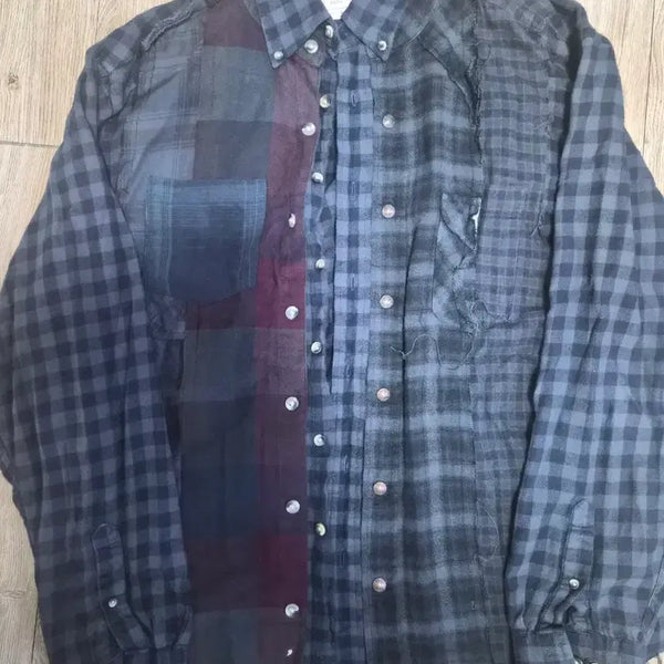 [BUNJANG] Facetasm Check Mix Shirt Free Size 105 / 일본 파세타즘 FACETASM 체크 믹스셔츠 free사이즈 105