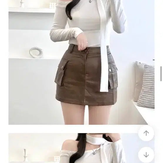 [BUNJANG] Women's Off-Shoulder Tie Neck T-Shirt / 여자 오프숄더