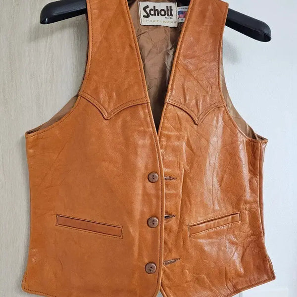 [BUNJANG] Schott Western Leather Vest / 쇼트 schott 웨스턴 레더 베스트
