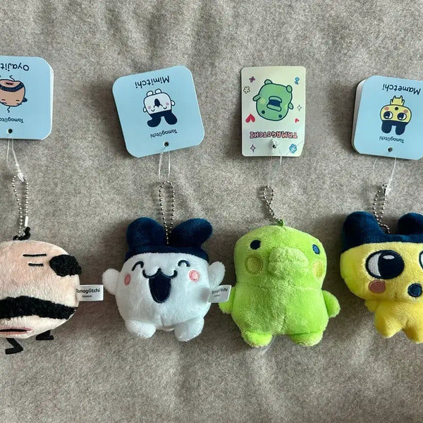 [BUNJANG] Tamagotchi Character Mini Plush Keychain Set (4 Types) / 다마고치 인형 키링 4종: 오야지치, 미미치, 구치파치, 마메치