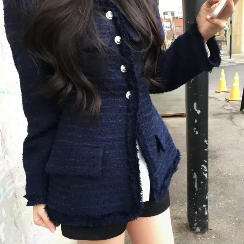[BUNJANG] HIGHONE Women's Autumn Slim Fit Half Tweed Jacket / 하이원스 여성 가을 슬림핏 하프 트위드 자켓