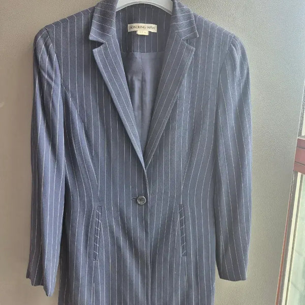 [BUNJANG] Son Jung Wan Navy Stripe Suit Jacket / 손정완 정장 자켓 네이비 스트라이프