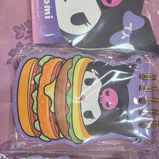 [BUNJANG] Kuromi Hamburger Memo Pad Set (3 Pieces) / 캐릭터 쿠로미 햄버거 메모지 메모패드 3개 세트