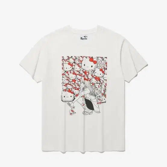 [BUNJANG] Nice Ghost Club x Hello Kitty Collaboration Short Sleeve T-shirt White / 나이스고스트클럽 헬로키티 콜라보 반팔 티셔츠 화이트