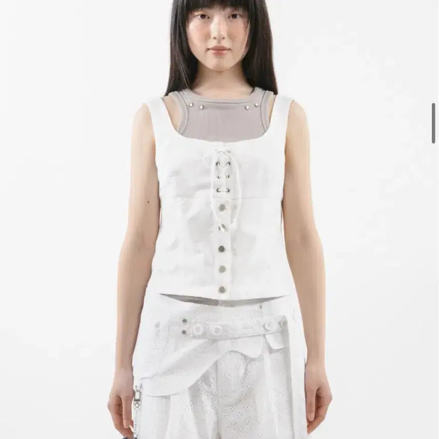 [BUNJANG] DUOOMIO Check Bustier White / 뚜오미오 CHECK BUSTIER [WHITE]