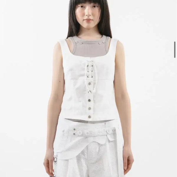 [BUNJANG] DUOOMIO Check Bustier White / 뚜오미오 CHECK BUSTIER [WHITE]