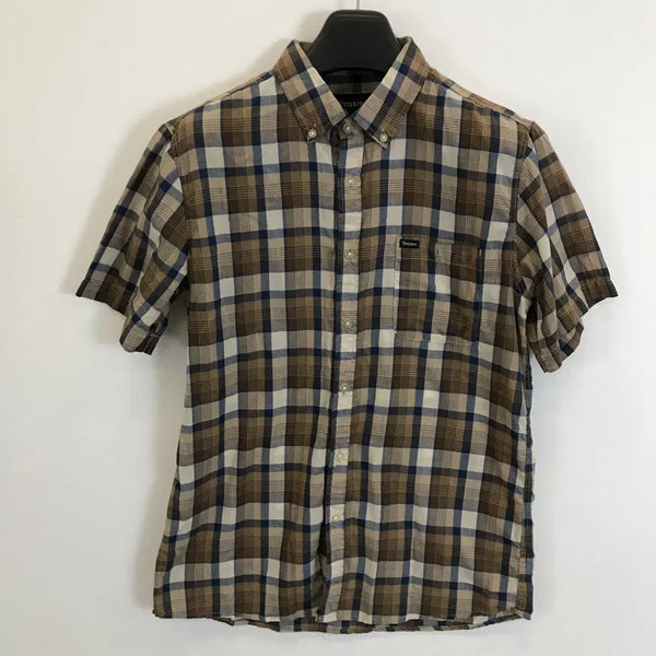 [BUNJANG] Brixton Check Flannel Shirt (Brown, M) / Brixton 브릭스톤 체크셔츠 반팔 [M]