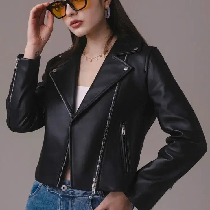 [BUNJANG] Flask 100% Natural Lambskin Leather Rider Jacket - Size M / FLASK 천연 양가죽 라이더 자켓 M
