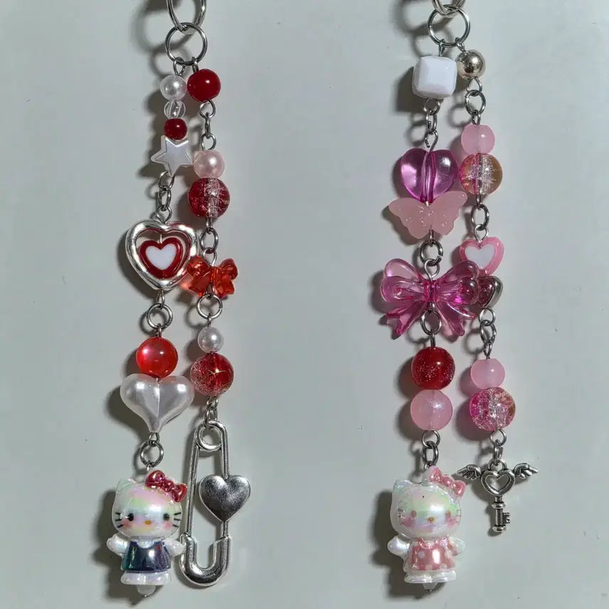 [BUNJANG] Ribbon Beaded Charm Keychain / 리본키리키링 비즈키링