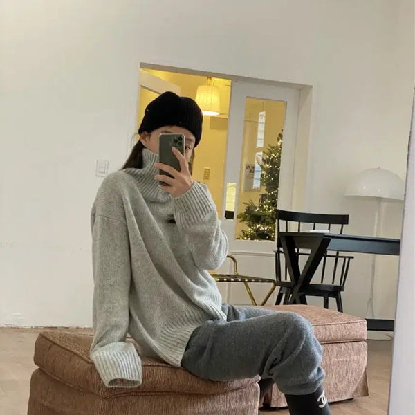 [BUNJANG] Chuni Tori Celine Turtle Knit - Gray / 츄니토리 셀린 터들니트 그레이