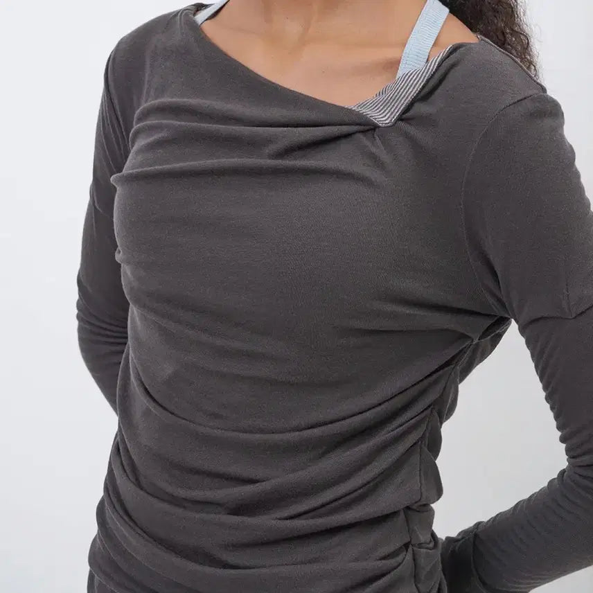 [BUNJANG] Partmento Woman Double Faced Pintuck Drape Top / 파르티멘토 우먼 DOUBLE FACED PINTUCK DRAPE TOP 더블 페이스 핀턱 드레이프 탑