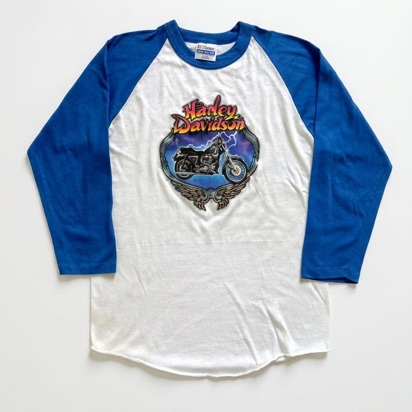 [BUNJANG] 1980s Harley-Davidson 3/4 Sleeve Raglan T-Shirt Medium / 80's 할리 데이비슨 3/4 슬리브 레글런 티셔츠 M