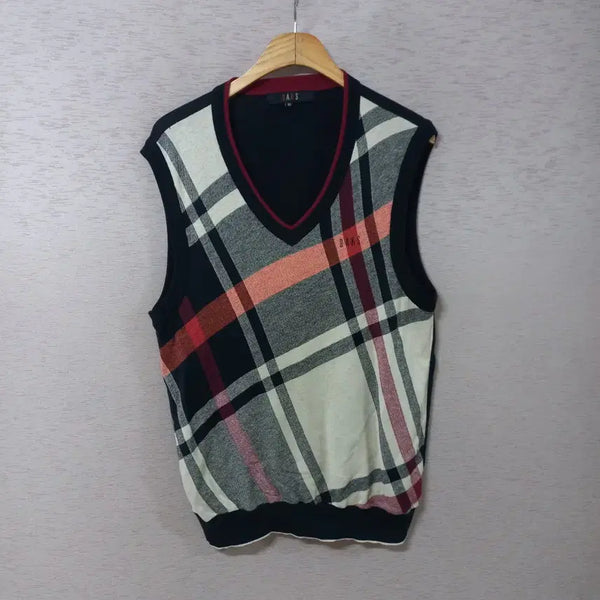 [BUNJANG] Daks Black Pattern Ramie Blend Knit Vest Men's 95 / B8-22/닥스 블랙 패턴 마혼방 니트조끼 봄가을 남성95