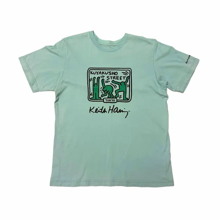 [BUNJANG] Keith Haring UT Short Sleeve T-Shirt / 키스 해링 UT 민트 반팔 티셔츠